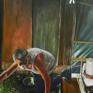 Homme trempant un tissu, 2016, 230x300, oil on canvas